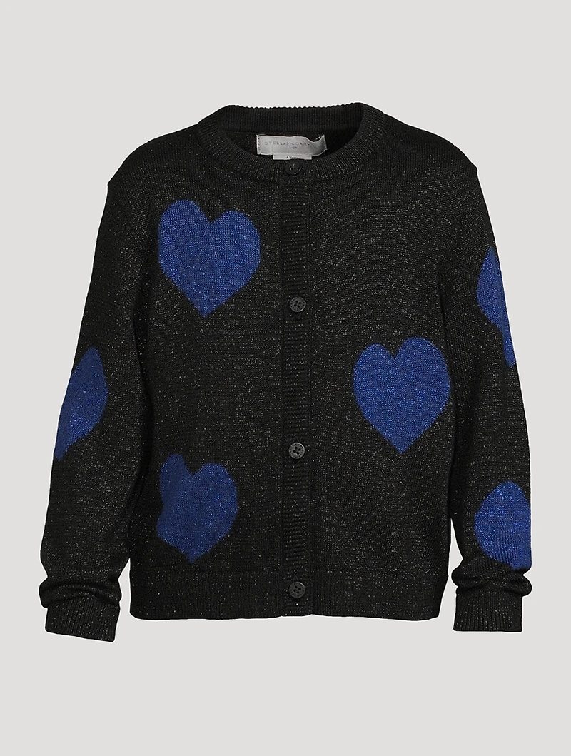 Kids Cotton-Blend Cardigan Heart Print