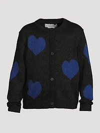 Kids Cotton-Blend Cardigan Heart Print
