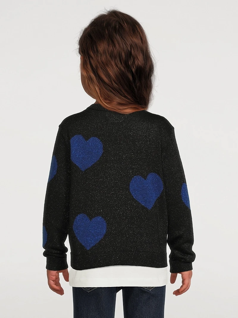 Kids Cotton-Blend Cardigan Heart Print