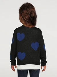 Kids Cotton-Blend Cardigan Heart Print