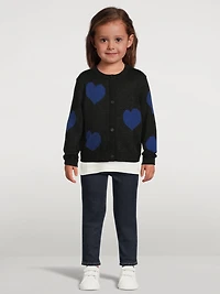 Kids Cotton-Blend Cardigan Heart Print