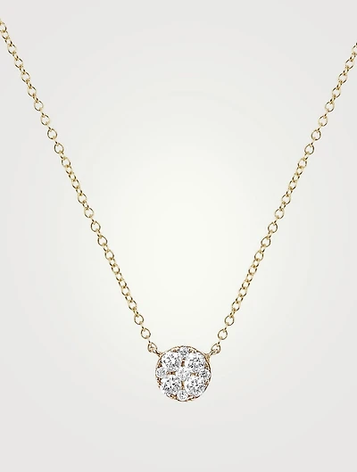 14K Gold Disc Choker Necklace With Diamonds