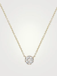 14K Gold Disc Choker Necklace With Diamonds