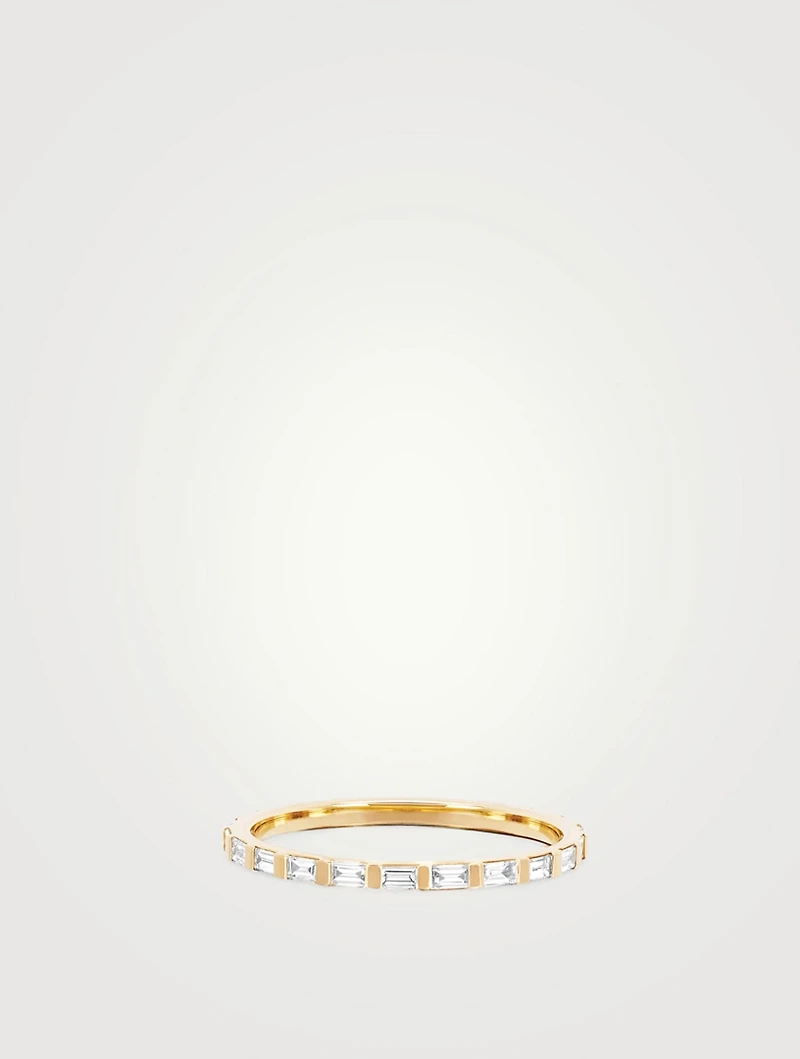 14K Gold Half Eternity Ring With Diamonds