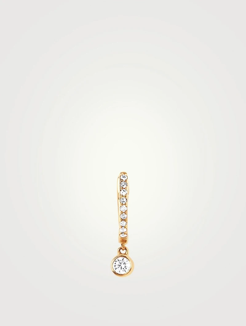 14K Gold Huggie Hoop Earring With Diamonds