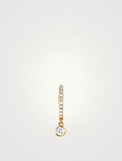 14K Gold Huggie Hoop Earring With Diamonds
