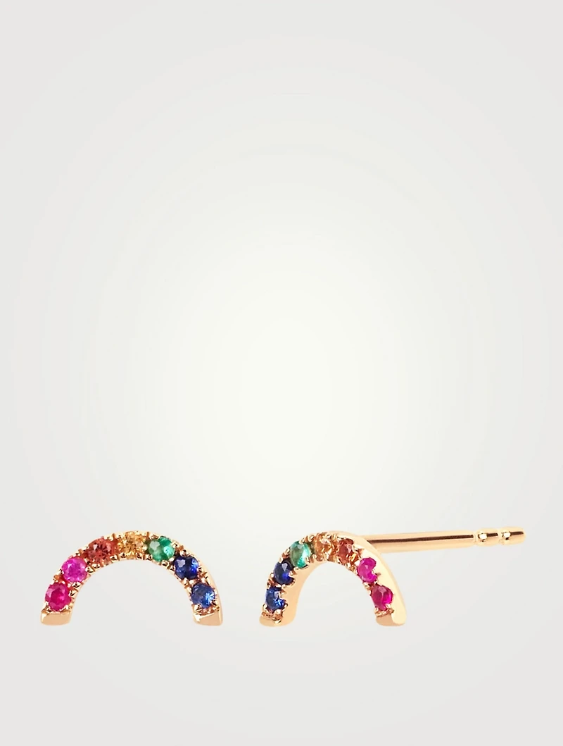 14K Gold Rainbow Stud Earrings
