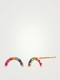 14K Gold Rainbow Stud Earrings