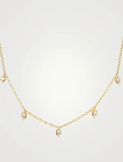 Mini 14K Gold Choker Necklace With Diamonds