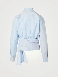 Cotton Wrap Shirt Striped Print