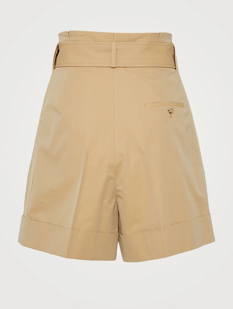 Cotton Twill Belted Military Shorts
