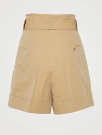 Cotton Twill Belted Military Shorts