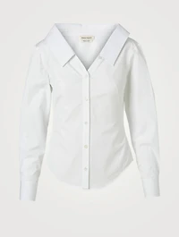 Cotton Poplin Off-Shoulder Collar Shirt