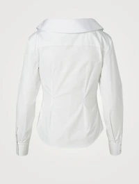 Cotton Poplin Off-Shoulder Collar Shirt