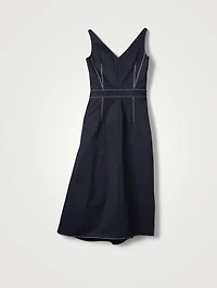 Cotton Gabardine Sleeveless Midi Dress