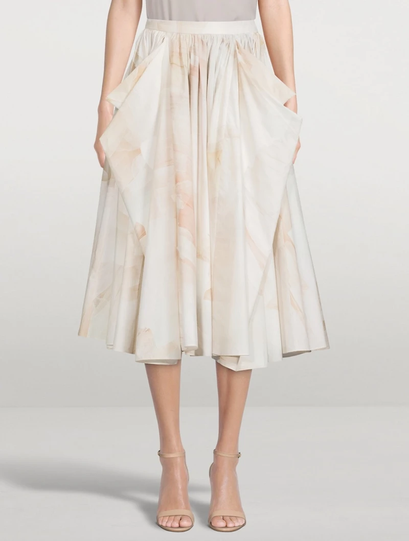 Tulle Toile Draped Midi Skirt