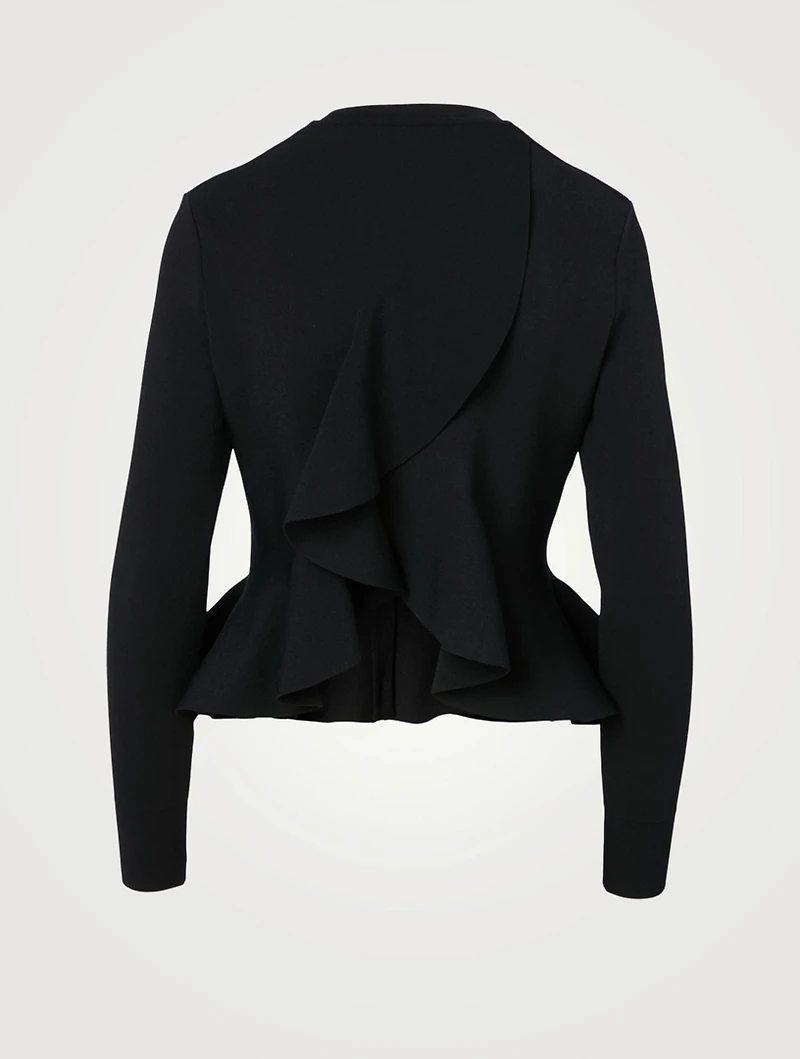Engineered Sculpted Knit Peplum Cardigan