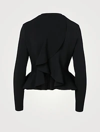 Engineered Sculpted Knit Peplum Cardigan