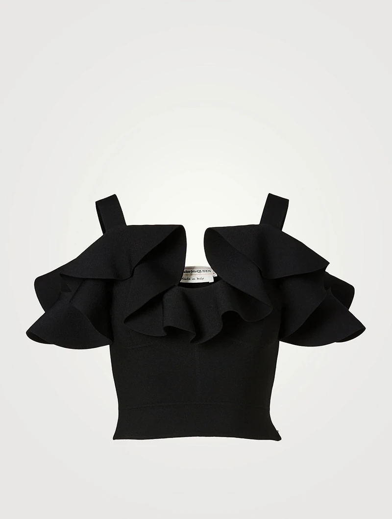 Engineered Sculpted Knit Ruffle Top
