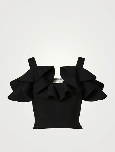 Engineered Sculpted Knit Ruffle Top