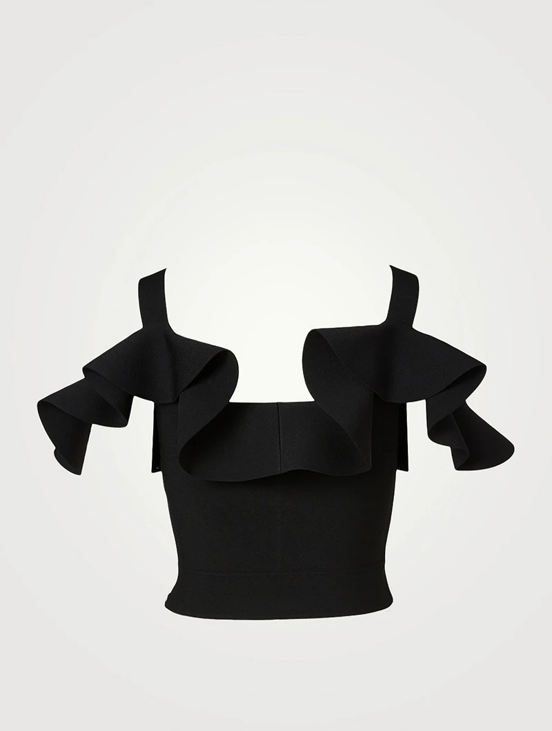 Engineered Sculpted Knit Ruffle Top