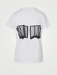 Cotton Jersey T-Shirt With Bustier Print