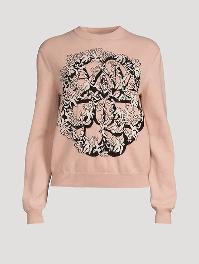 Wool-Blend Crewneck Sweater With Graphic Print