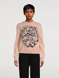Wool-Blend Crewneck Sweater With Graphic Print
