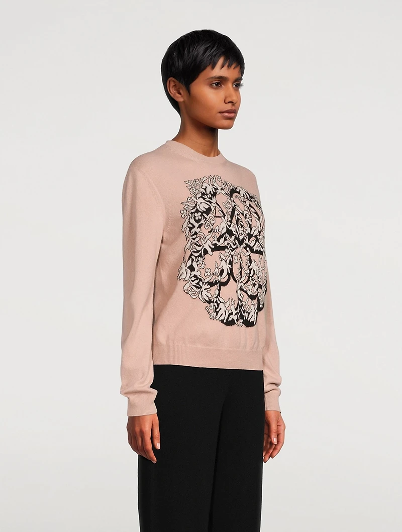 Wool-Blend Crewneck Sweater With Graphic Print