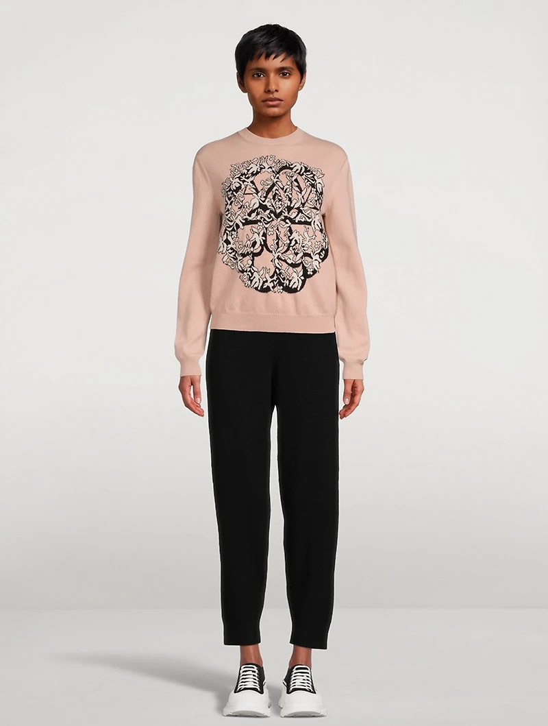 Wool-Blend Crewneck Sweater With Graphic Print