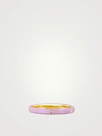 14K Gold Enamel Stacking Ring With Diamonds