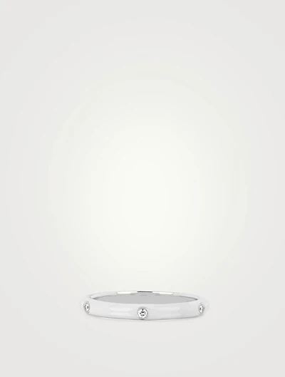 14K Gold Enamel Stacking Ring With Diamonds