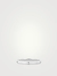 14K White Gold Enamel Stacking Ring With Diamonds