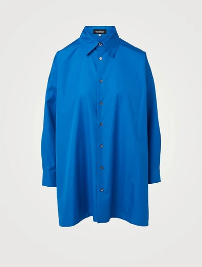Wide A-Line Long Shirt With Back Pleat