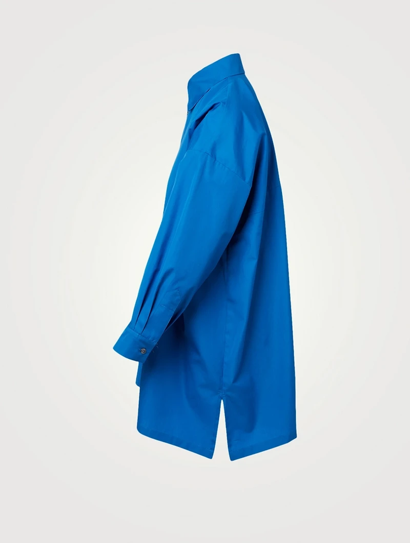 Wide A-Line Long Shirt With Back Pleat