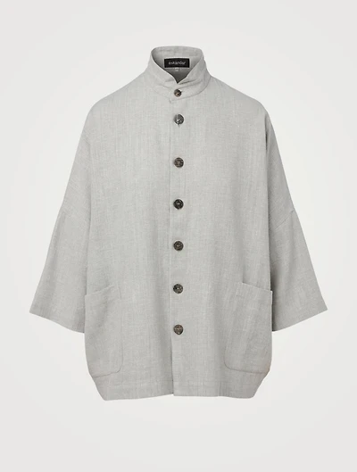 Sloped Shoulder Jacket With Double Stand Collar