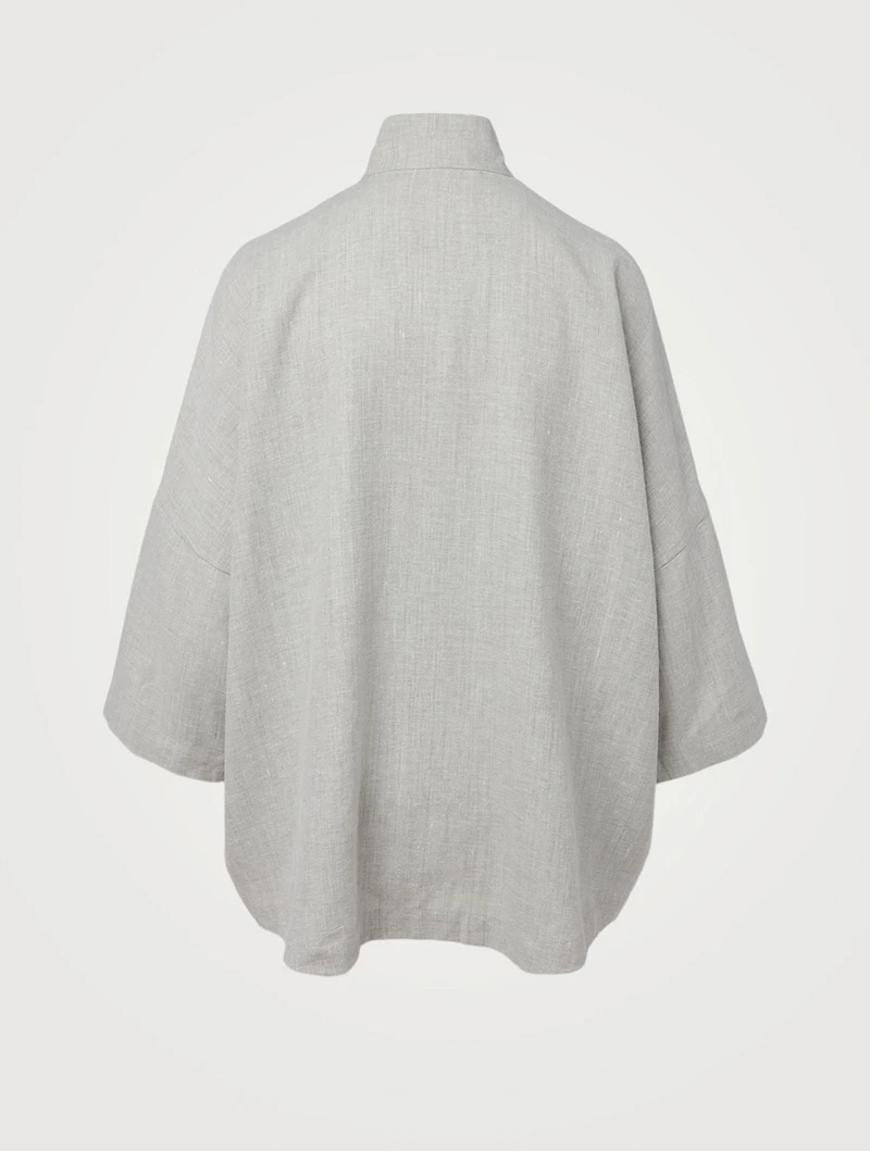 Sloped Shoulder Jacket With Double Stand Collar
