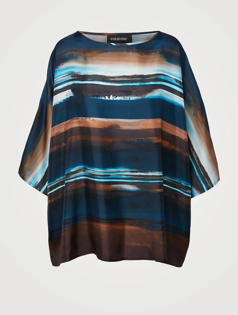 Silk Bateau-Neck Tunic Shirt