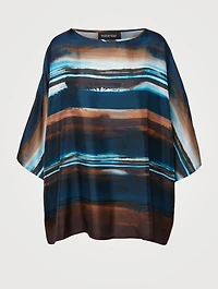 Silk Bateau-Neck Tunic Shirt