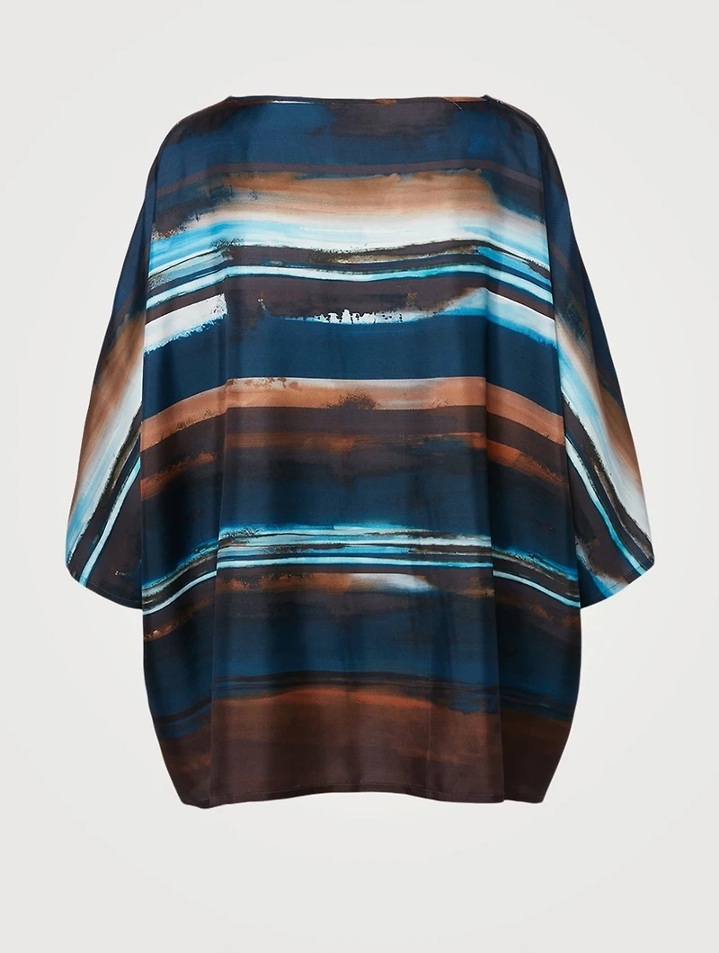 Silk Bateau-Neck Tunic Shirt