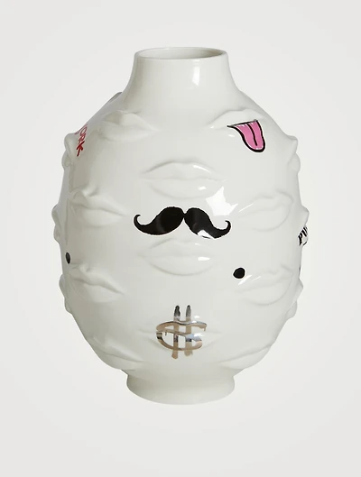 Gala Round Porcelain Vase With Graffiti