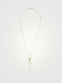 Sterling Silver And 18K Gold Plated Rose Pendant Necklace
