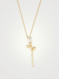 18K Gold Plated And Sterling Silver Rose Pendant Necklace