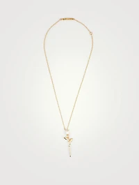 18K Gold Plated And Sterling Silver Rose Pendant Necklace