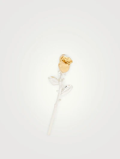 Sterling Silver And 18K Goldplated Safety Rose Charm Earring
