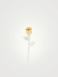 Sterling Silver And 18K Goldplated Safety Rose Charm Earring