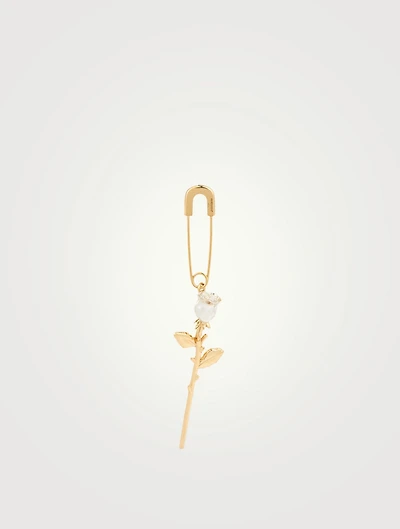 18K Goldplated And Sterling Silver Safety Rose Charm Earring