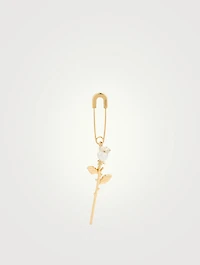 18K Goldplated And Sterling Silver Safety Rose Charm Earring