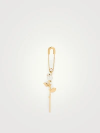 18K Goldplated And Sterling Silver Safety Rose Charm Earring