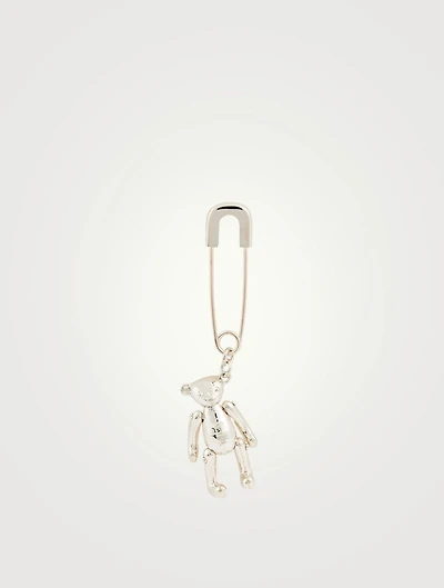 Sterling Silver Safety Pin Bear Earring